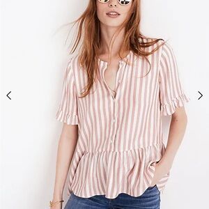 Madewell Studio Ruffle-Hem Blouse in Cecilia Women's Size Large
